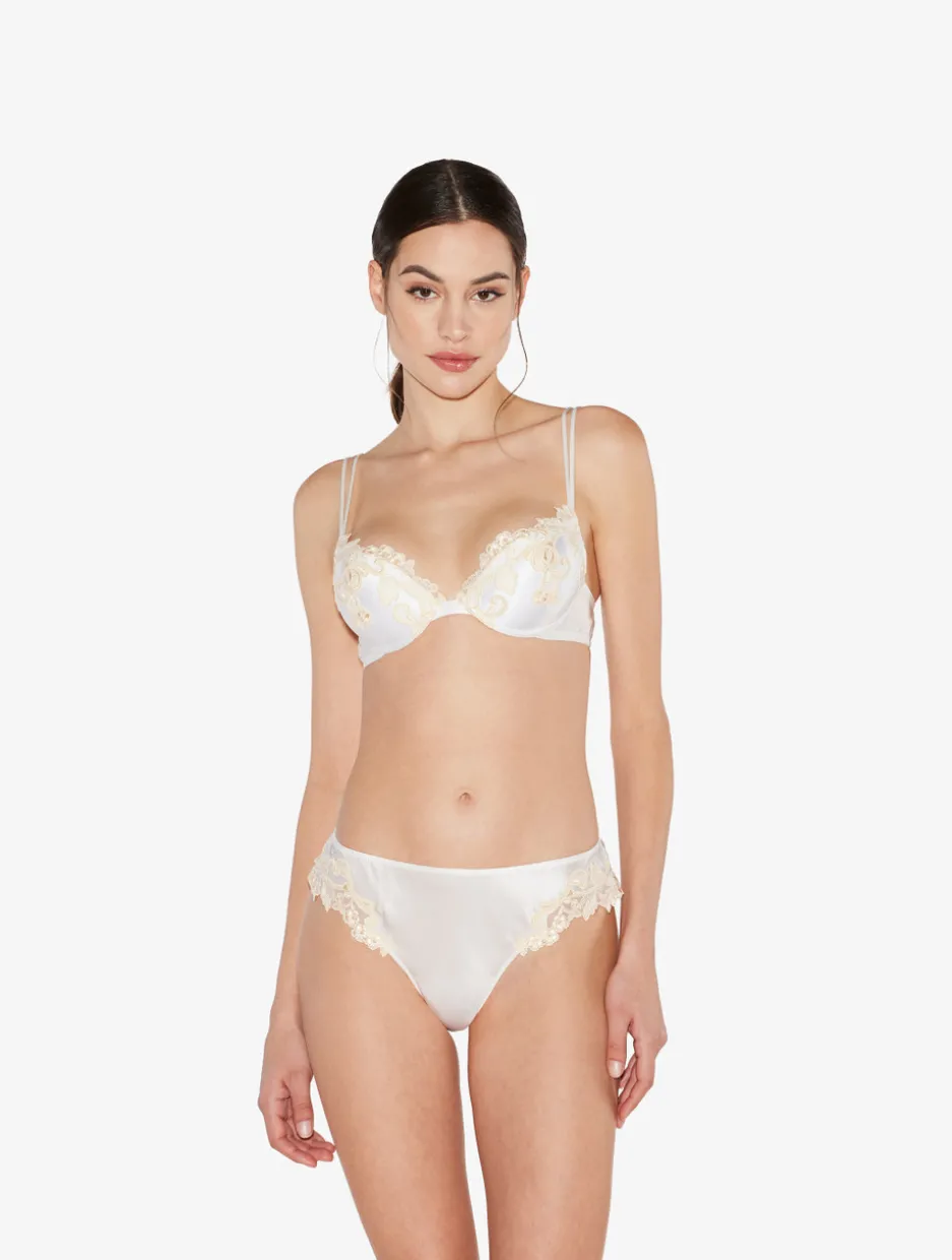 White Silk Push-up Bra With Frastaglio