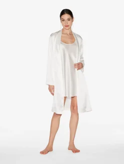 White Silk Short Robe