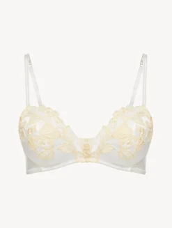 White Silk Triangle Bra With Ivory Frastaglio