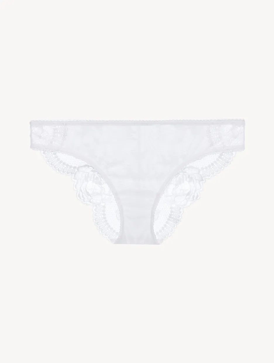 White Stretch Leavers Lace And Tulle Medium Briefs