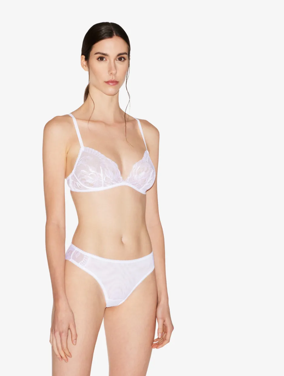 White Stretch Leavers Lace And Tulle Medium Briefs