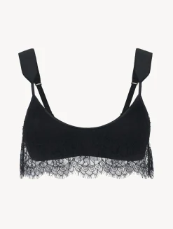Wireless Bra In Black With Lace Overlay